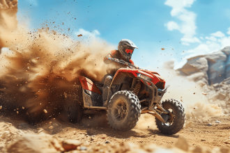 Yamaha 700 Raptor en action sur un terrain accidenté