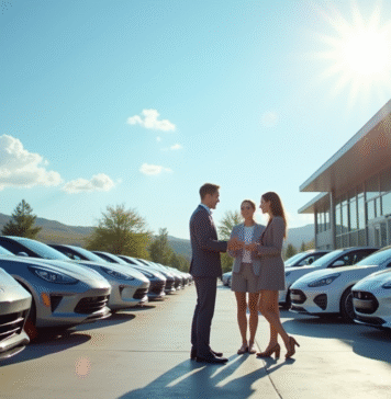 Concessionnaire moderne avec voitures neuves en 2025