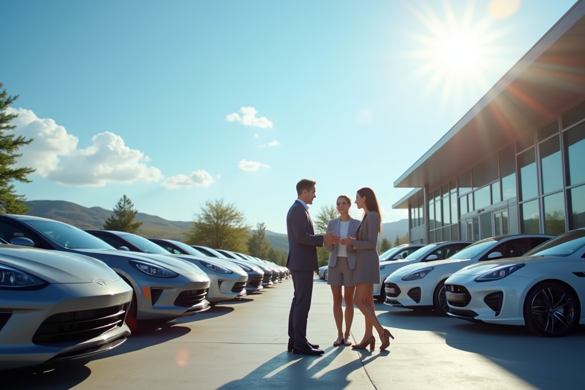 Concessionnaire moderne avec voitures neuves en 2025