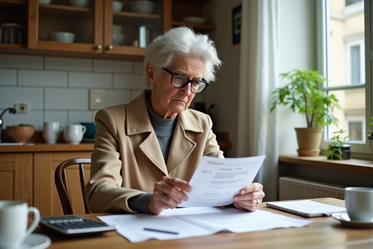 Femme française examinant une contravention à la maison