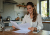 Assurance : récupérer votre bonus facilement et rapidement ! Femme souriante vérifiant documents d'assurance à la maison