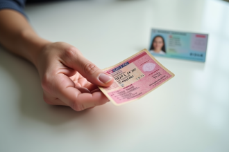 Permis de conduire rose en cours de remplacement par un modèle plastifié