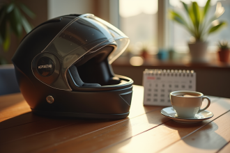 Casque de moto avec une surface intacte et des couleurs vives