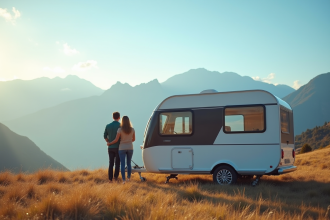 Propriétaire de caravane en vacances sur la route