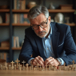 Comparatif des meilleures marques de 50 croix homologuées Homme d'âge moyen examinant des croix certifiées sur une table