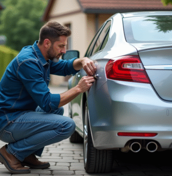 Changer plaques d’immatriculation : procédure et conseils pratiques à suivre Homme attachant une plaque d'immatriculation française sur une voiture