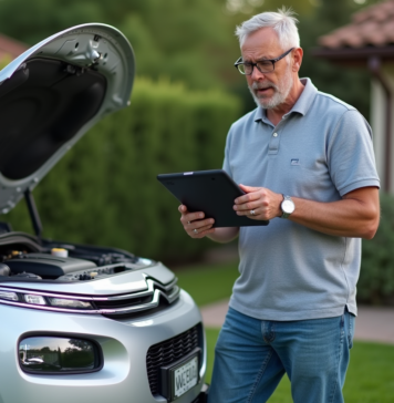 Impact du code P0299 sur les performances de votre Citroën Homme inspectant le moteur d'une Citroën en extérieur