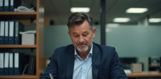 Récupérer permis après perte de points : démarches légales expliquées Homme d'âge moyen lisant un document officiel au bureau