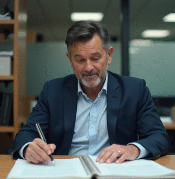 Récupérer permis après perte de points : démarches légales expliquées Homme d'âge moyen lisant un document officiel au bureau