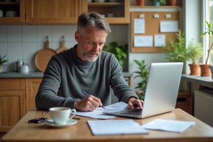 Homme détendu vérifiant un document de points de permis