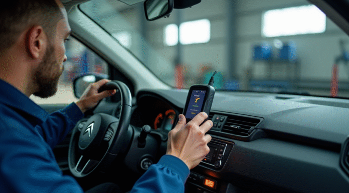 Comment réagir face à l’erreur P1351 sur votre Citroën Mecanicien utilisant un outil de diagnostic sur une Citroen