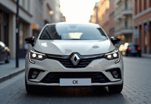 Renault Clio Phase 2 garée en ville avec nouvelle face