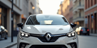 Renault Clio Phase 2 garée en ville avec nouvelle face
