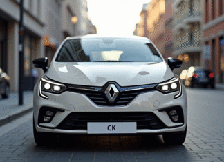 Renault Clio Phase 2 garée en ville avec nouvelle face